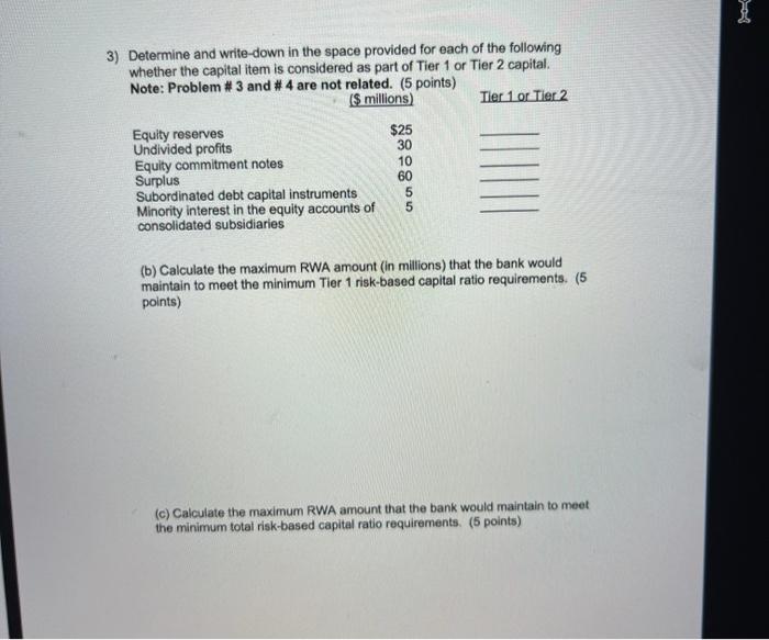  3) Determine and write down in the space provided for each