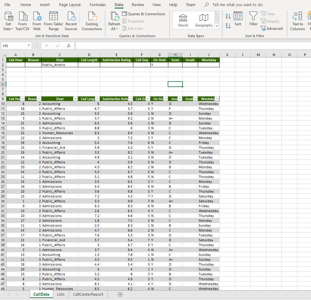 as directed by your instructor. Step On the CallCenterReport worksheet, add formulas