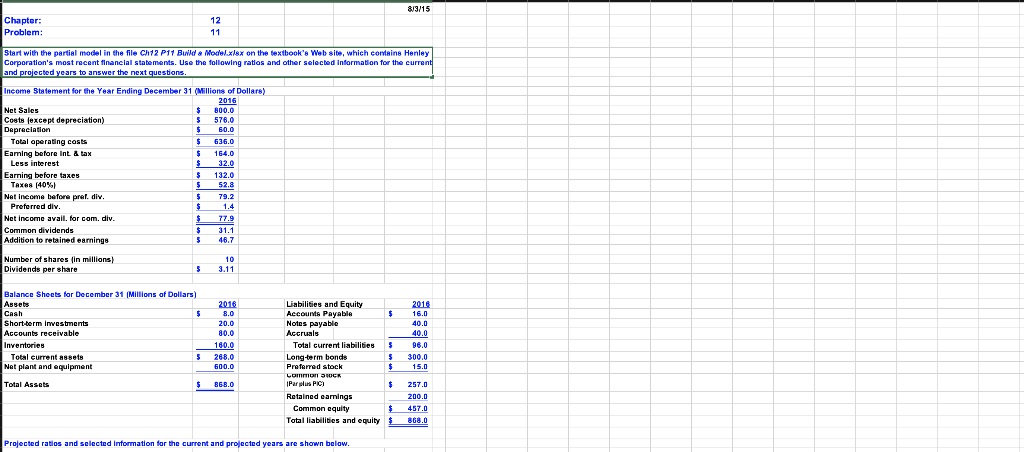please show how you got it-- the equations in excel 8/3/15 Chapter:
