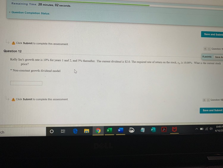  Remaining Time: 28 minutes, 02 seconds. Question Completion Status: Save and