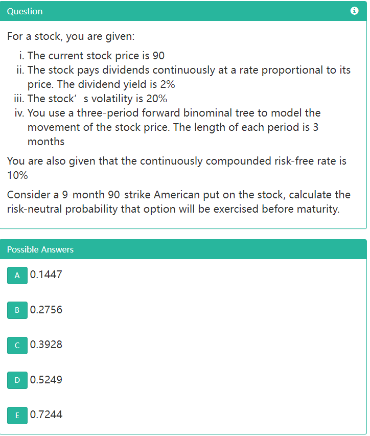  Question For a stock, you are given: i. The current stock