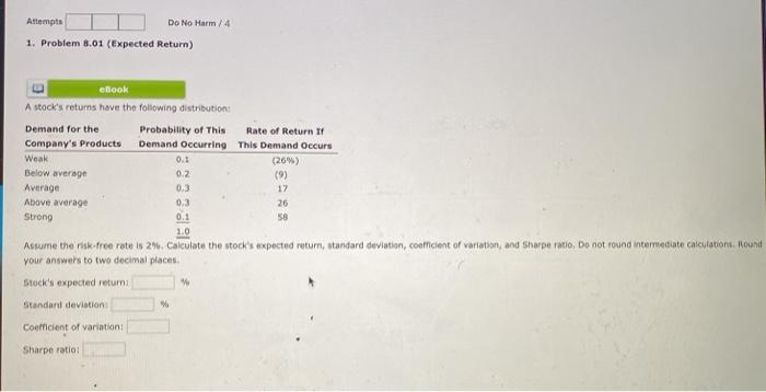  Attempts Do No Harm / 4 1. Problem 8.01 (Expected Return)