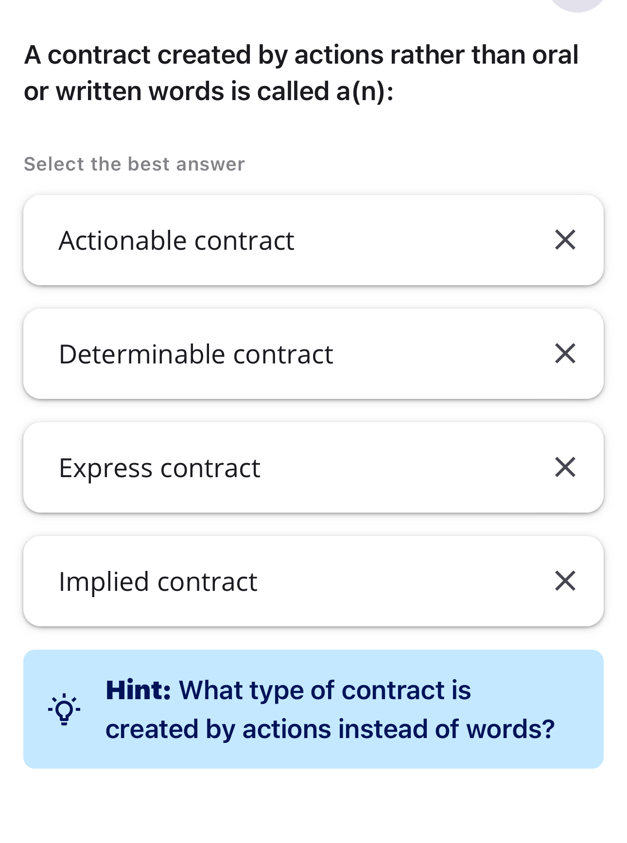  A contract created by actions rather than oral or written words