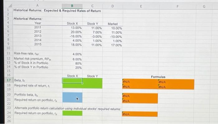 Return You have observed the following returns over time: Year Stock Y