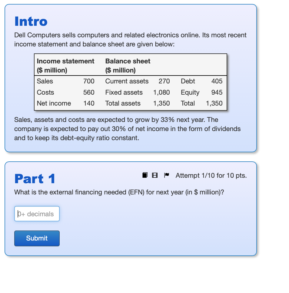  Intro Dell Computers sells computers and related electronics online. Its most