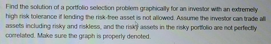  Find the solution of a portfolio selection problem graphically for an