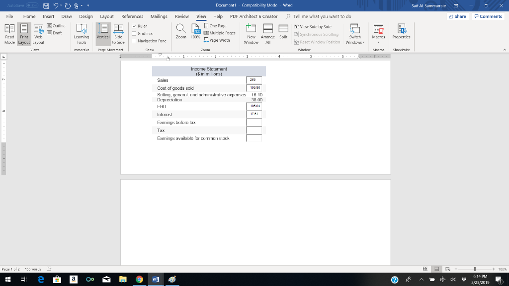 Insert Draw Design Layout References Mailings Review View Help PDF Architect 6