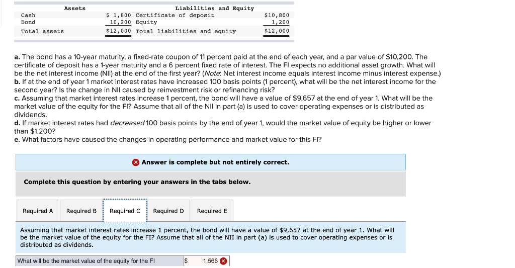 I only need the answer to question C Assets Cash Bond