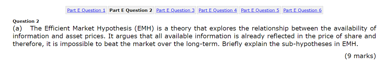  Part E Question 1 Part E Question 2 Part E Question