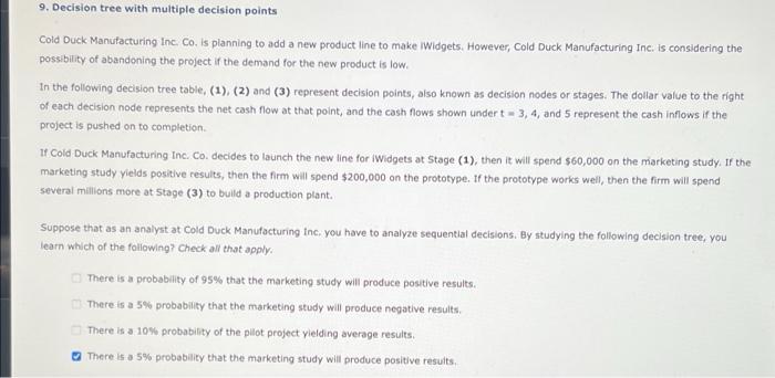  9. Decision tree with multiple decision points Cold Duck Manufacturing Inc.