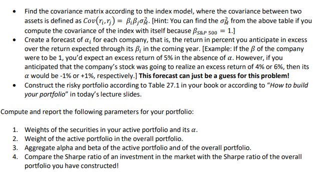 active portfolio, that is, a portfolio consisting of individually selected stocks to