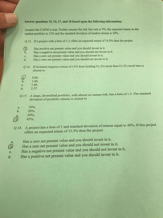  Answer questions 15, 16, 17, and 18 based upon the following