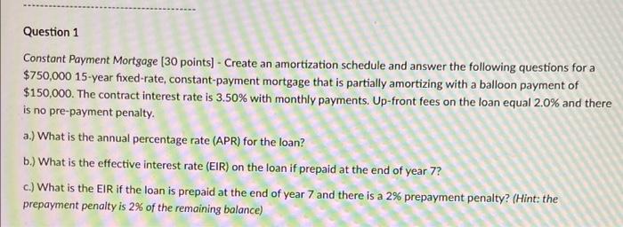 can you please answer this question on the excel sheet Question 1