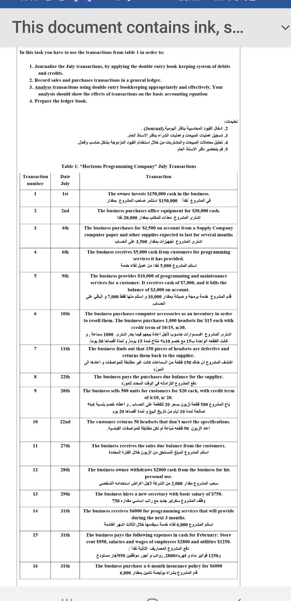 This document contains ink, s... In this task you have to