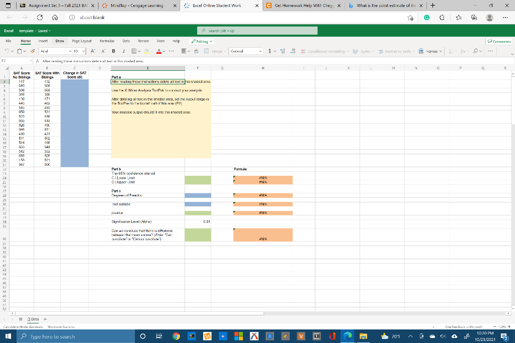Type or paste question here a. What is the mean difference between