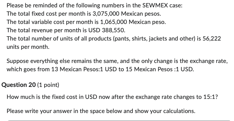 2 points) How much is the monthly pre-tax income (pre-tax income=revenue- fixed