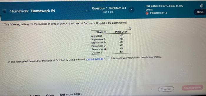  = Homework: Homework #4 Question 1. Problem 4.1 Part 1 of