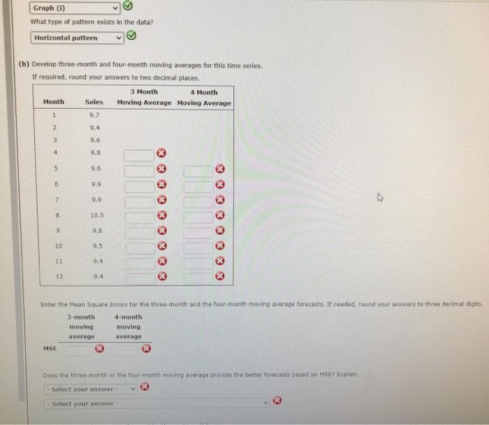  Graph (1) What type of pattern exists in the data? Horizontal