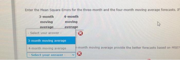pattern (b) Develop three month and four-month moving averages for this time
