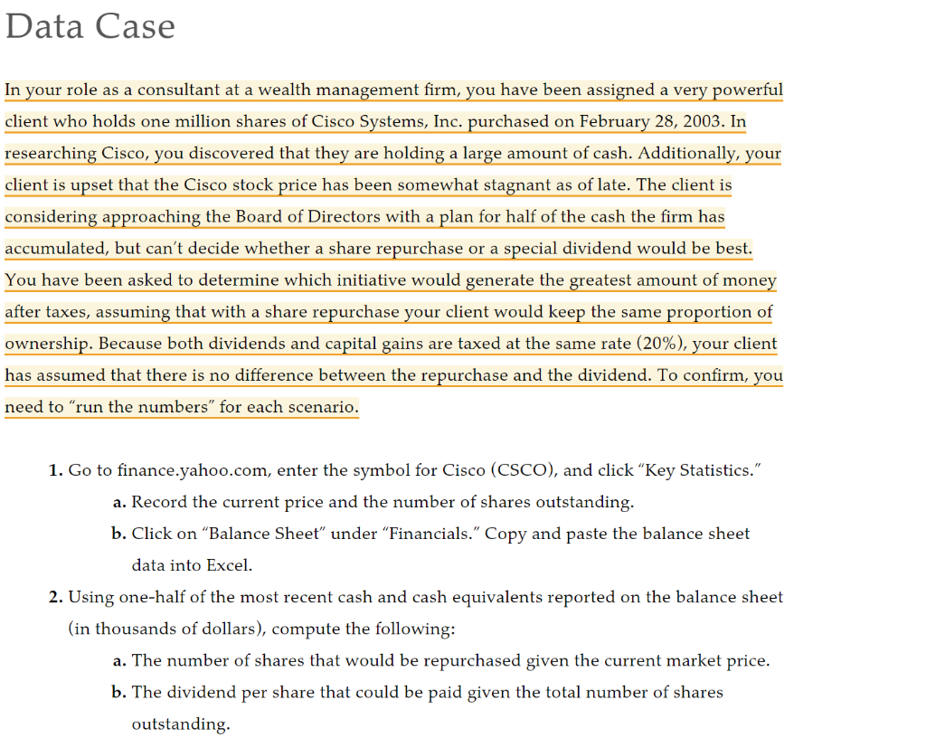  Data Case In your role as a consultant at a wealth
