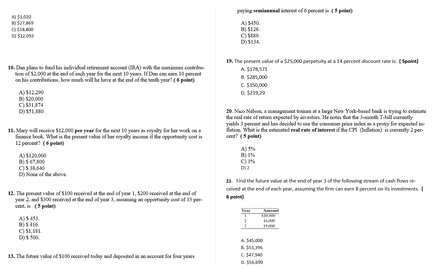 Generally, an increase in risk will result in point) required return or