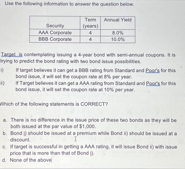  Use the following information to answer the question below. Target is