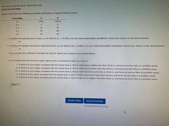  Click here to read the flook Stand Alone Risk EXPECTED RETURNS