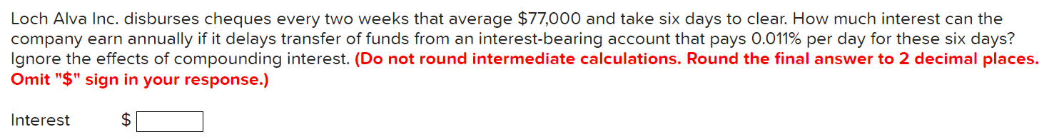  Loch Alva Inc. disburses cheques every two weeks that average $77,000