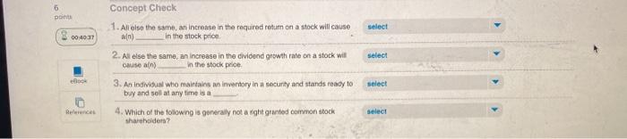  6 Concept Check 1. All also the same, an increase in