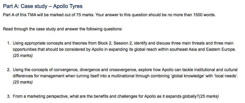 TMA will be marked out of 75 marks. Your answer to this