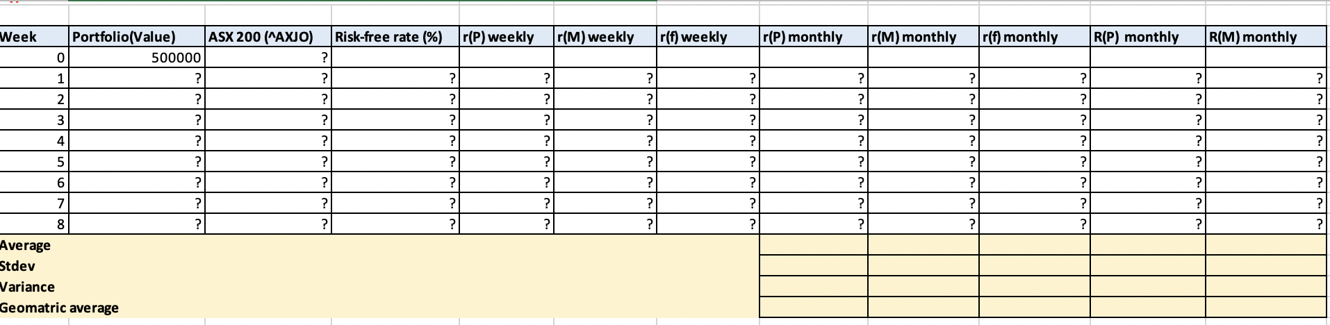 CALCULATE portfolio value - convert daily data by taking 7 day average