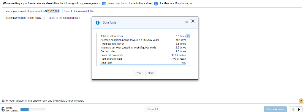 please assist (Constructing a pro forma balance sheet) Use the following industry