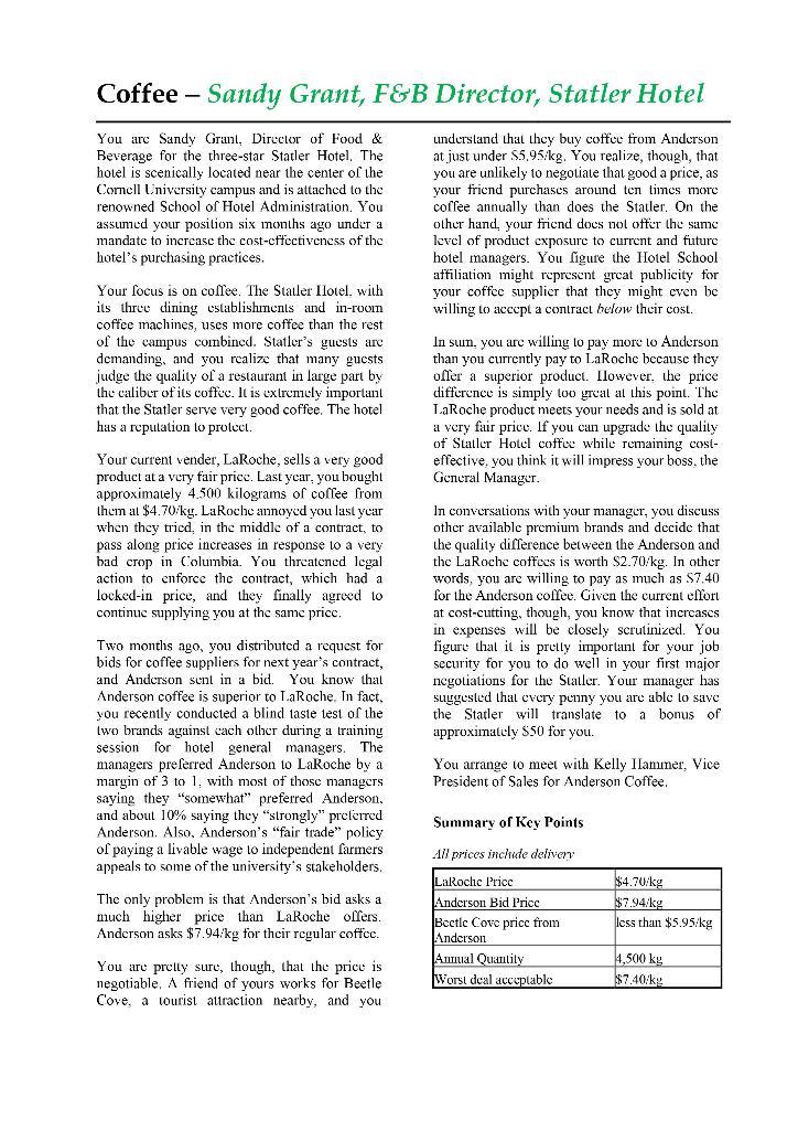  Question: 1a.) What are the important bargaining issues for both sides,