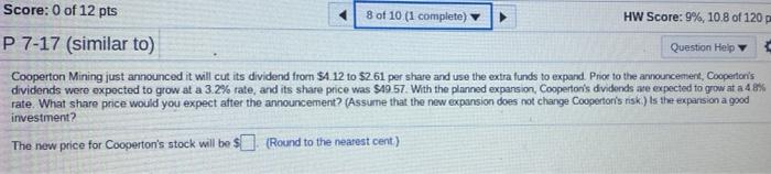 please help answer this problem Score: 0 of 12 pts 8 of