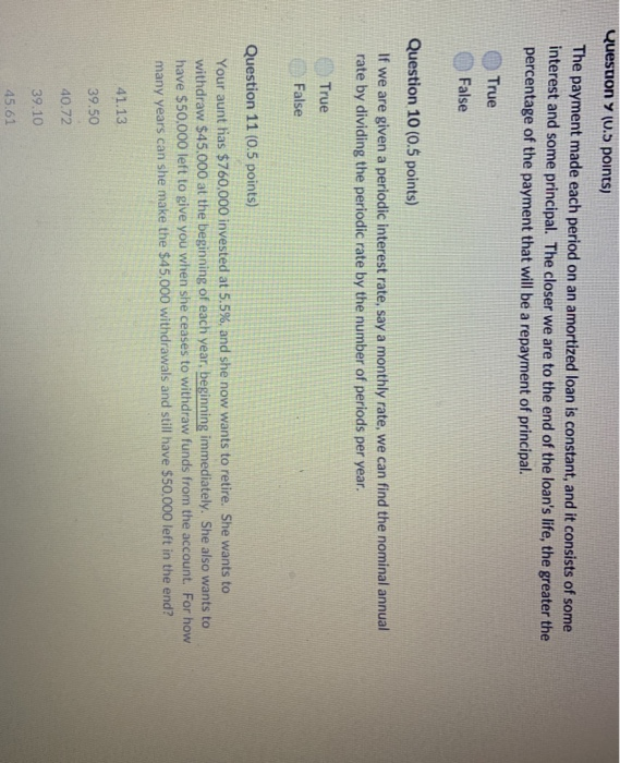  Question (U.> points) The payment made each period on an amortized