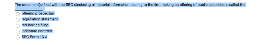  The document(s) filed with the SEC disclosing all material information relating