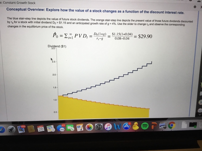  e: Constant Growth Stock Conceptual Overview: Explore how the value of
