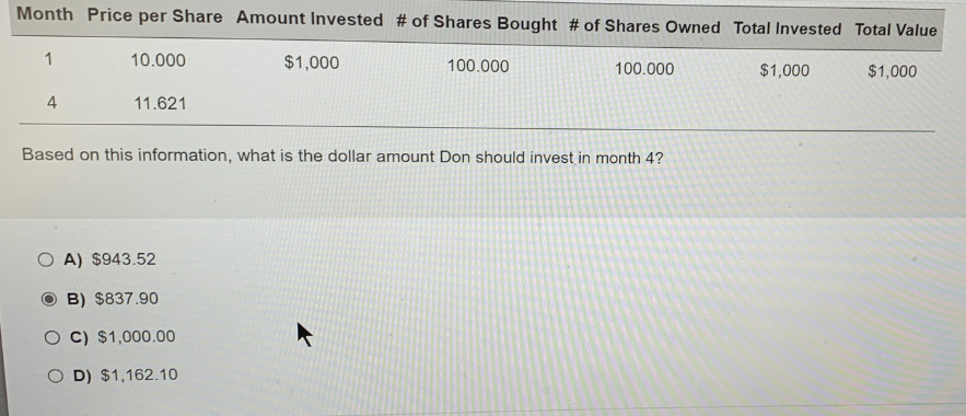 Based on this information, what is the dollar amount Don should