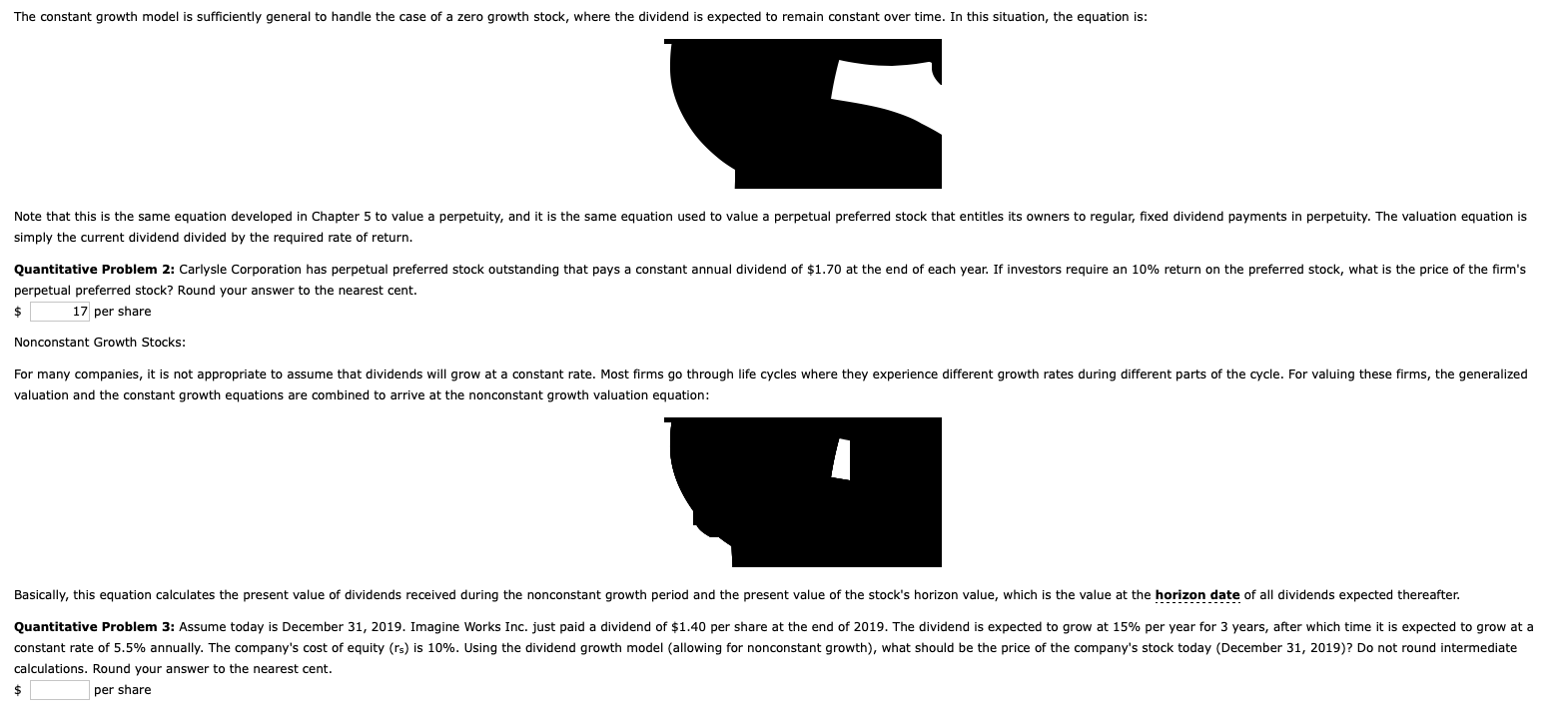 That was the full question tho :( The constant growth model is