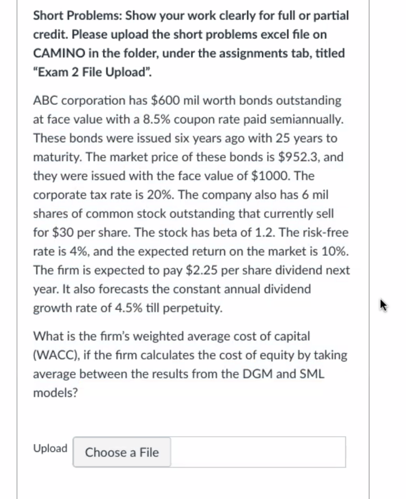  Short Problems: Show your work clearly for full or partial credit.