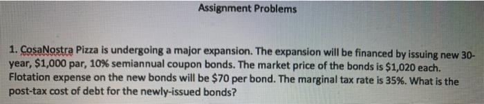  Assignment Problems 1. CasaNostra Pizza is undergoing a major expansion. The