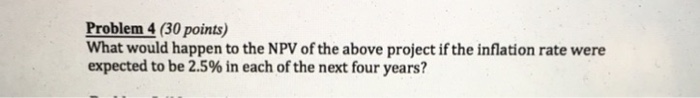  Problem 4 (30 points) What would happen to the NPV of