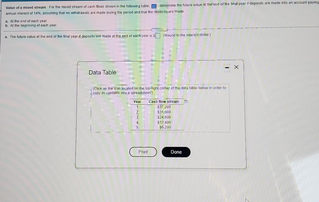 Need help! Value of a mixed stream for the mixed stream of