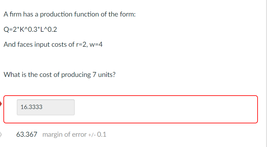 Please show work by using Cobb Douglas function to solve for long