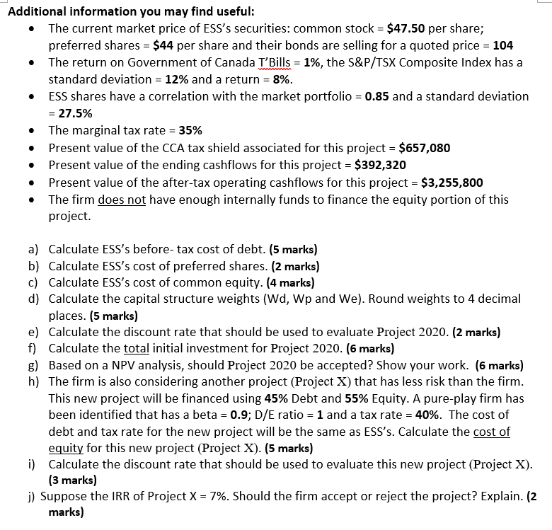 please answer question e,f,g,h Additional information you may find useful: The current
