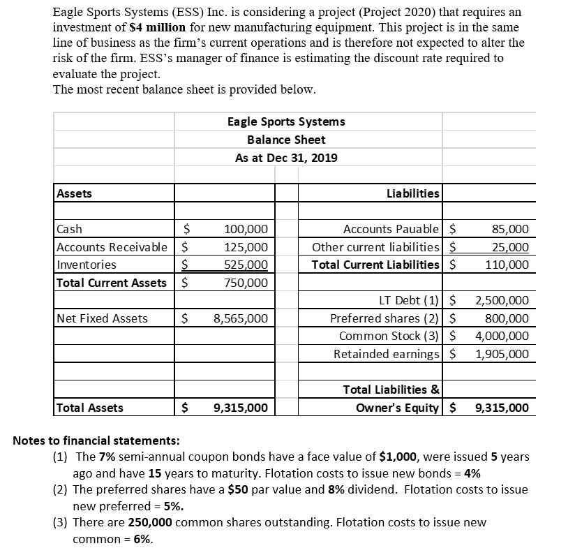 market price of ESS's securities: common stock = $47.50 per share; preferred
