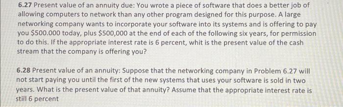 Could you answer only 28. Thank you! 6.27 Present value of an