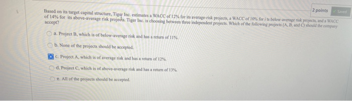  2 points Surved Based on its target capital structure, Tigy Inc.