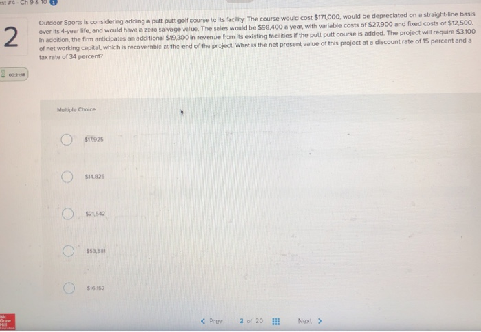  est #4 - Ch 9 & 10 Outdoor Sports is considering