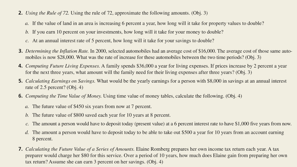 Answer only #6 please 2. Using the Rule of 72. Using the